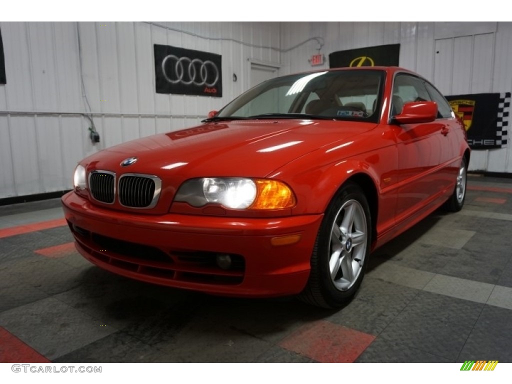 2001 3 Series 325i Coupe - Bright Red / Sand photo #3