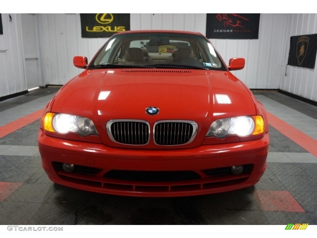 2001 3 Series 325i Coupe - Bright Red / Sand photo #4