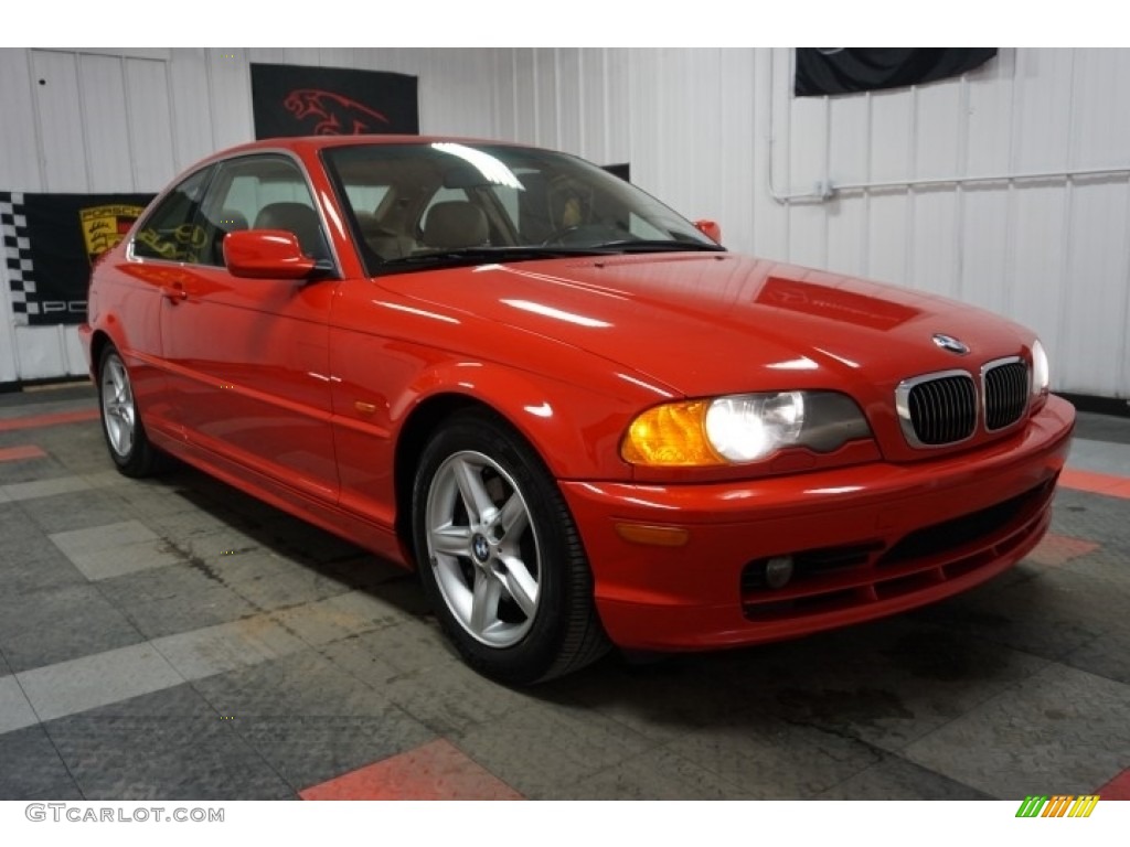 2001 3 Series 325i Coupe - Bright Red / Sand photo #5