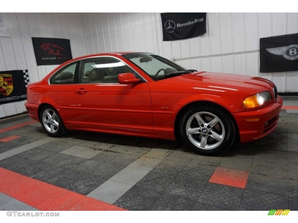 2001 3 Series 325i Coupe - Bright Red / Sand photo #6