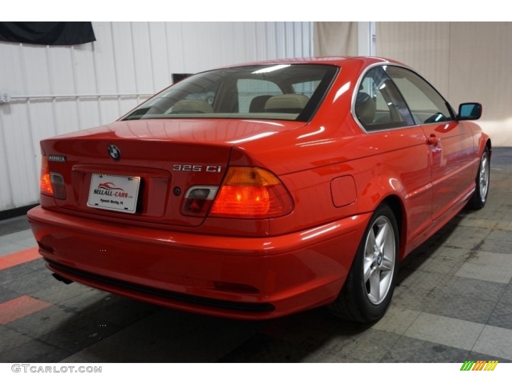 2001 3 Series 325i Coupe - Bright Red / Sand photo #8