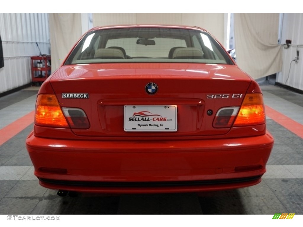 2001 3 Series 325i Coupe - Bright Red / Sand photo #9