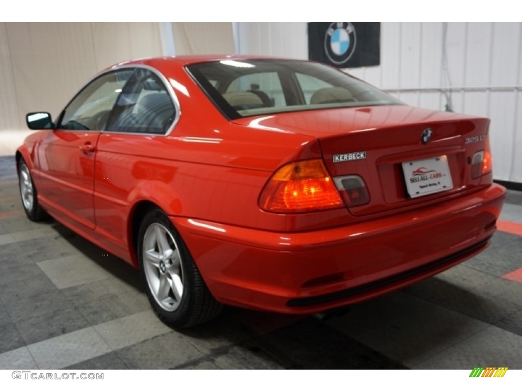 2001 3 Series 325i Coupe - Bright Red / Sand photo #10