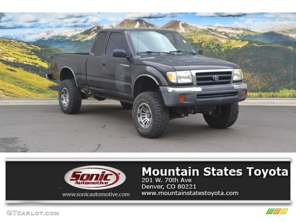 1999 Tacoma V6 Extended Cab 4x4 - Black Metallic / Gray photo #1