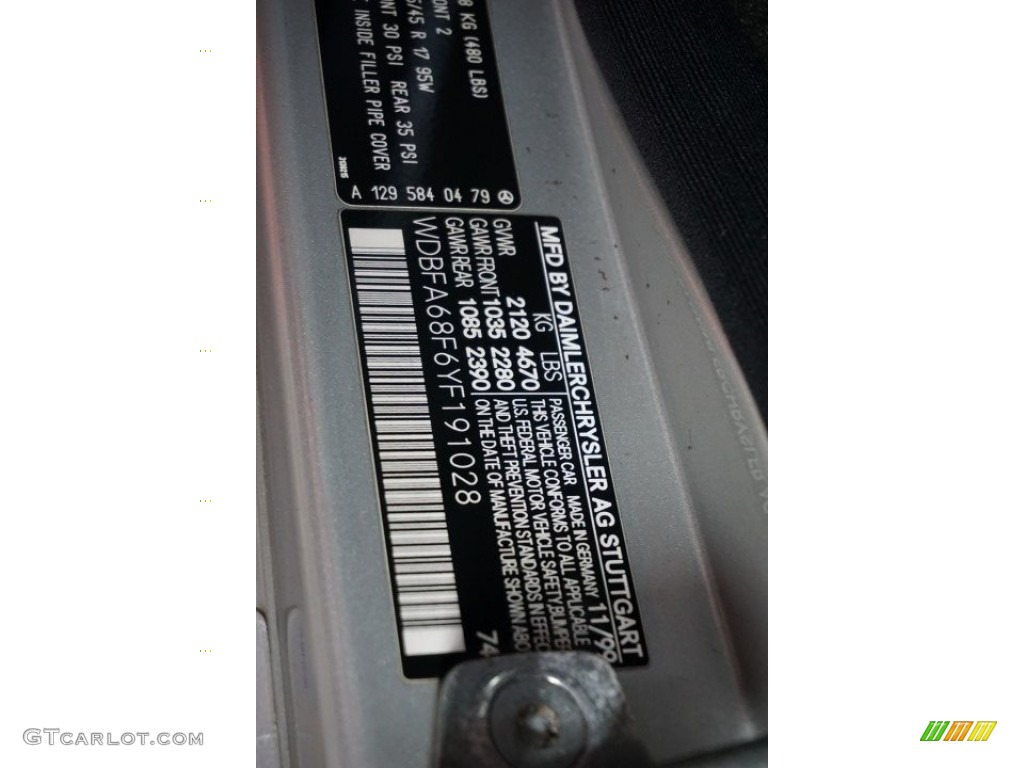 2000 SL 500 Roadster - Brilliant Silver Metallic / Black photo #25