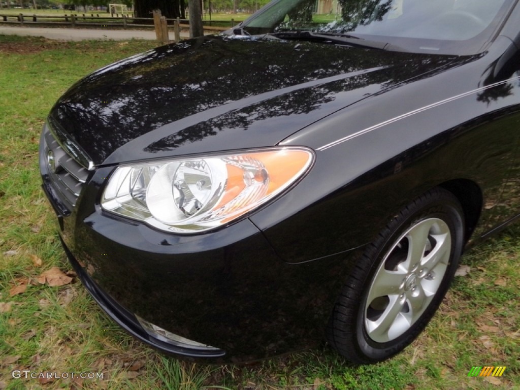 2009 Elantra SE Sedan - Black Pearl / Gray photo #18