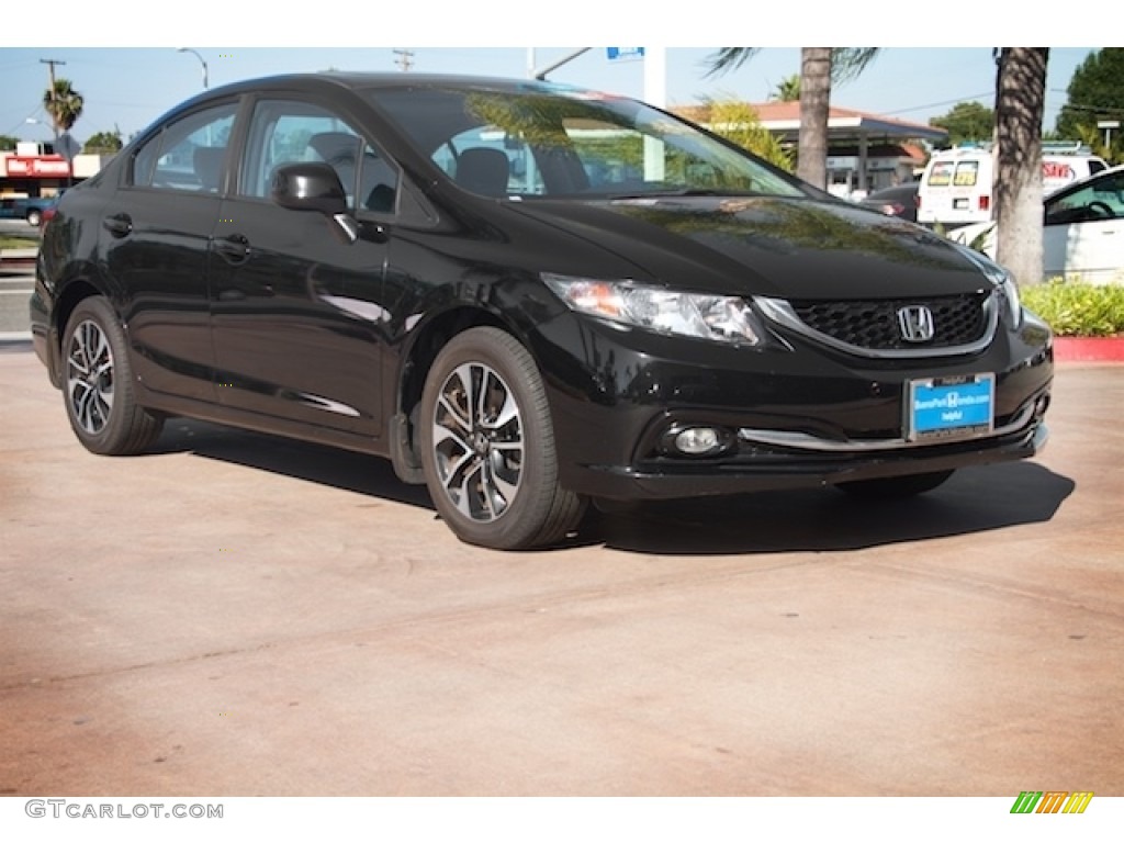 2013 Civic EX-L Sedan - Crystal Black Pearl / Gray photo #1