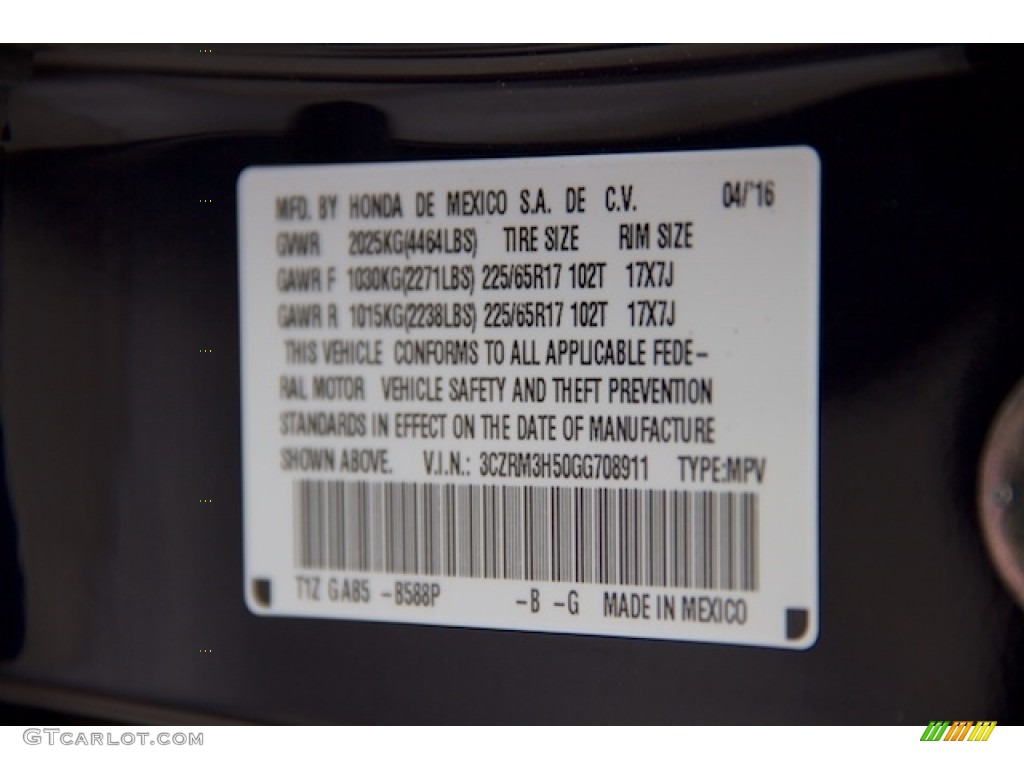 2016 CR-V EX - Obsidian Blue Pearl / Gray photo #19