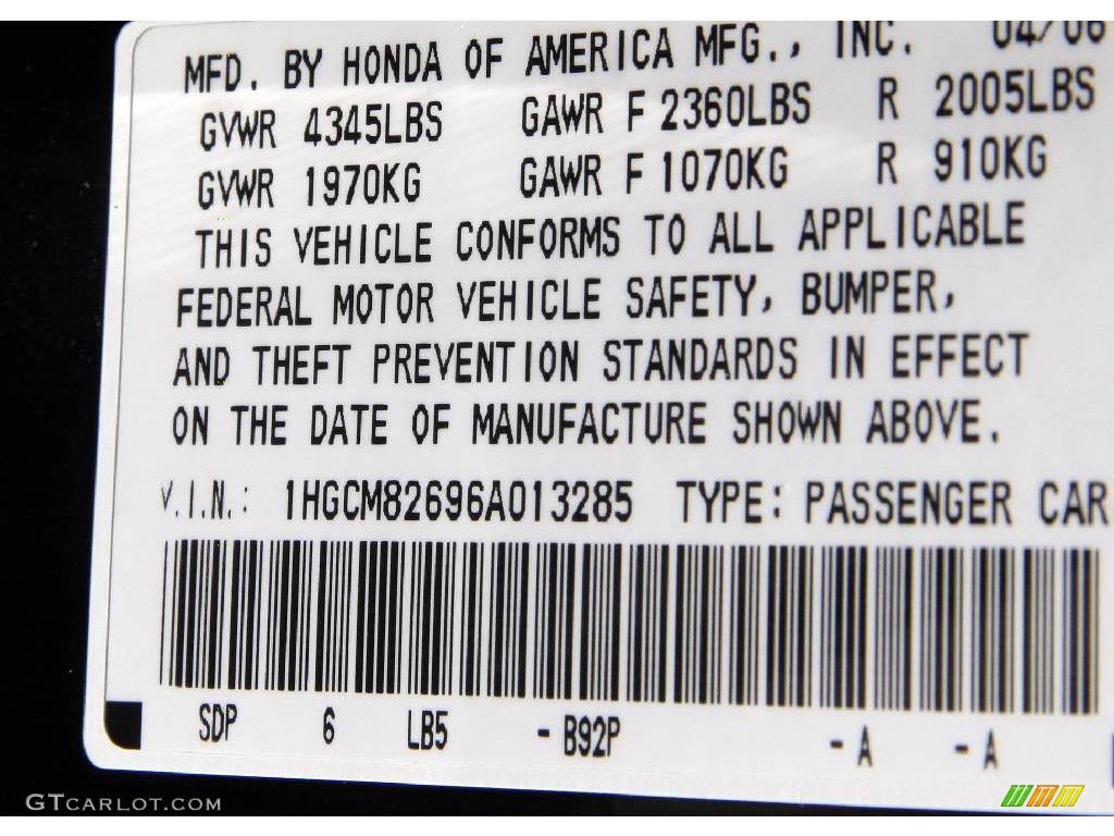 2006 Accord EX V6 Coupe - Nighthawk Black Pearl / Black photo #22
