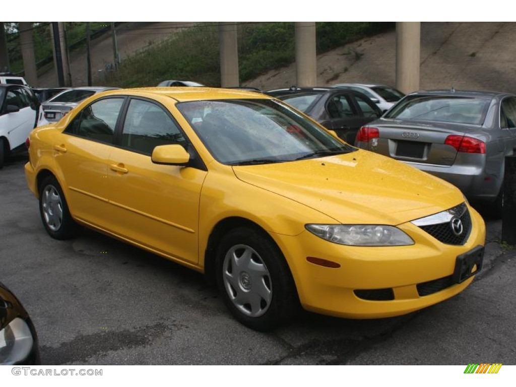 2003 MAZDA6 i Sedan - Speed Yellow / Gray photo #3
