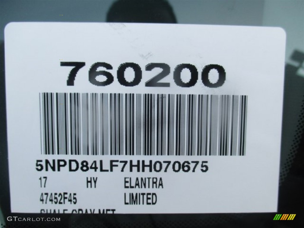 2017 Elantra Limited - Gray / Gray photo #22
