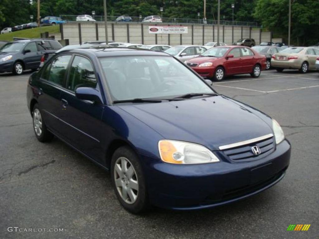 2002 Civic EX Sedan - Eternal Blue Pearl / Gray photo #6