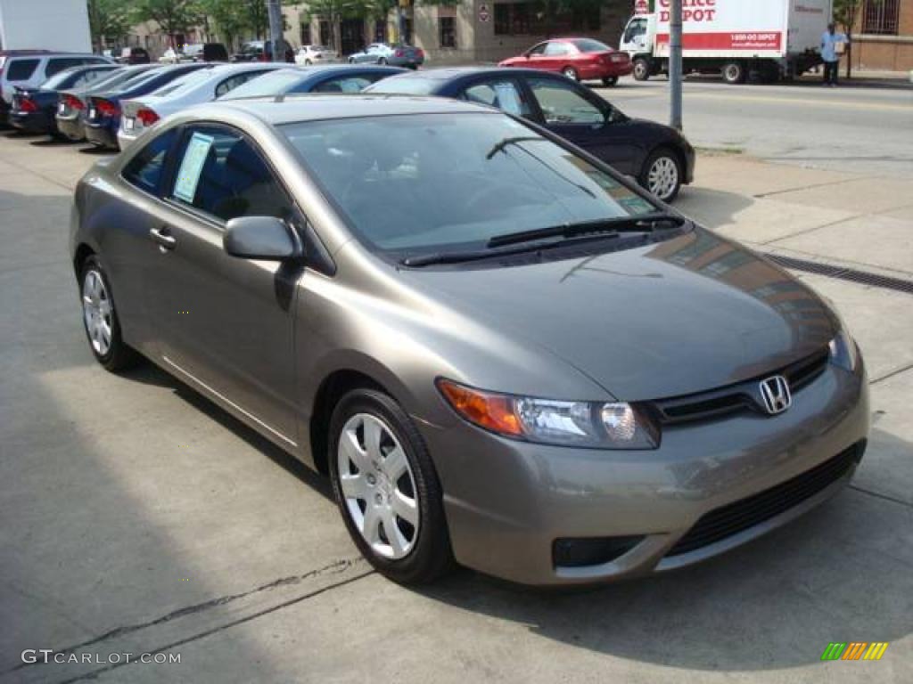 2007 Civic LX Coupe - Galaxy Gray Metallic / Gray photo #6