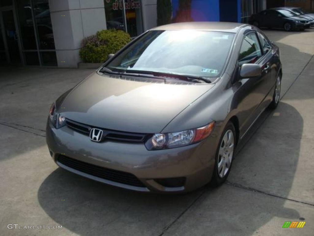 2007 Civic LX Coupe - Galaxy Gray Metallic / Gray photo #8