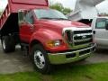 2008 Red Ford F650 Super Duty XLT Regular Cab Chassis Dump Truck  photo #5