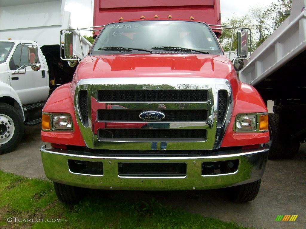 2008 F650 Super Duty XLT Regular Cab Chassis Dump Truck - Red / Medium Flint photo #6