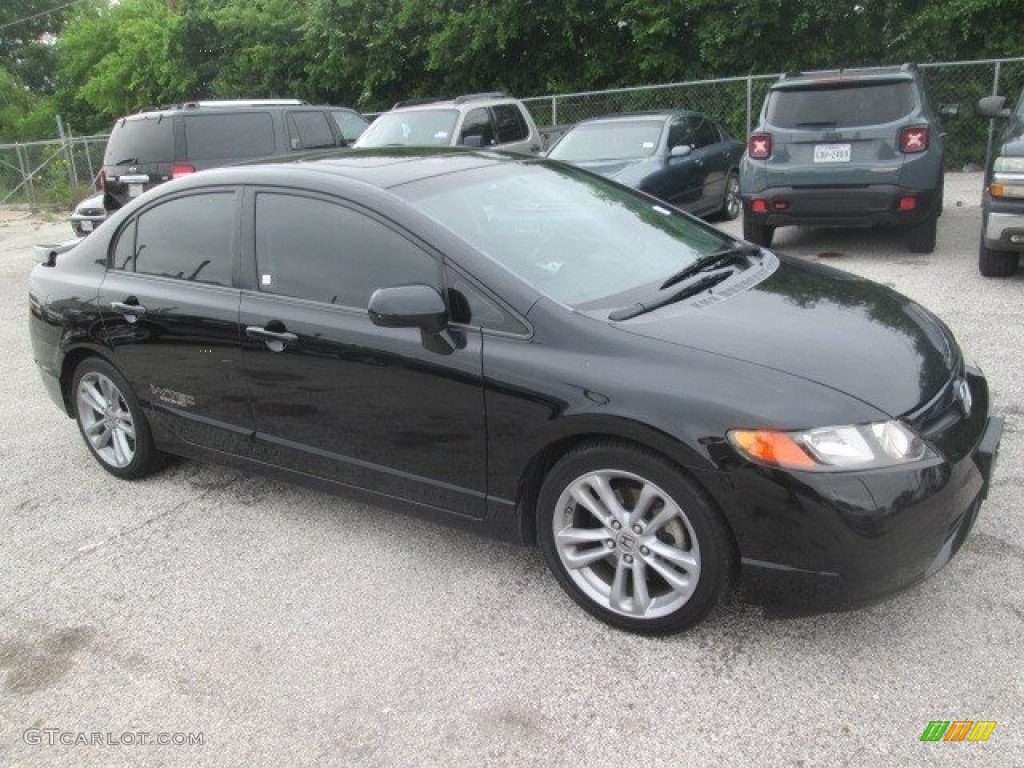 2008 Civic Si Sedan - Nighthawk Black Pearl / Black photo #4