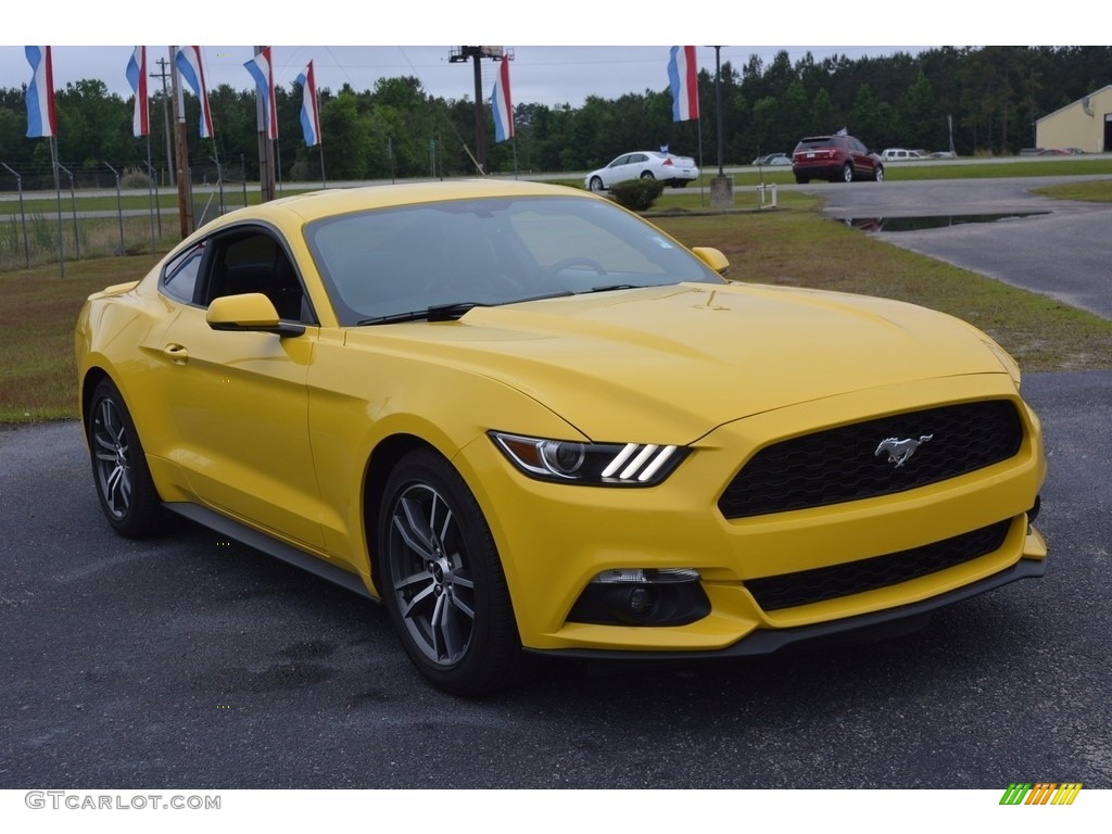 Triple Yellow Tricoat 2016 Ford Mustang EcoBoost Coupe Exterior Photo #113068511