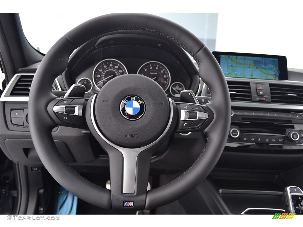 2016 BMW 3 Series 340i Sedan Black Steering Wheel Photo #113071370