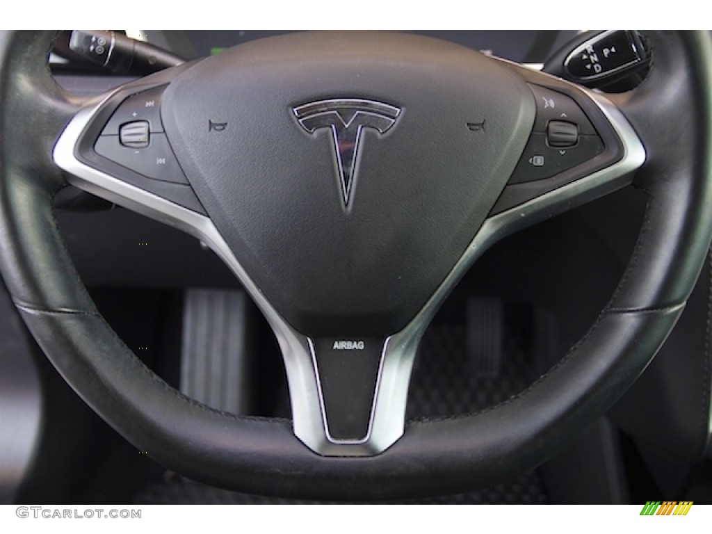 2013 Tesla Model S Standard Model S Model Black Steering Wheel Photo #113074172