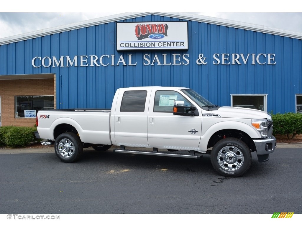 2016 F350 Super Duty Lariat Crew Cab 4x4 - White Platinum Metallic / Adobe photo #1