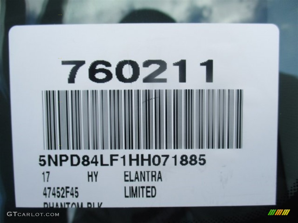2017 Elantra Limited - Black / Gray photo #22