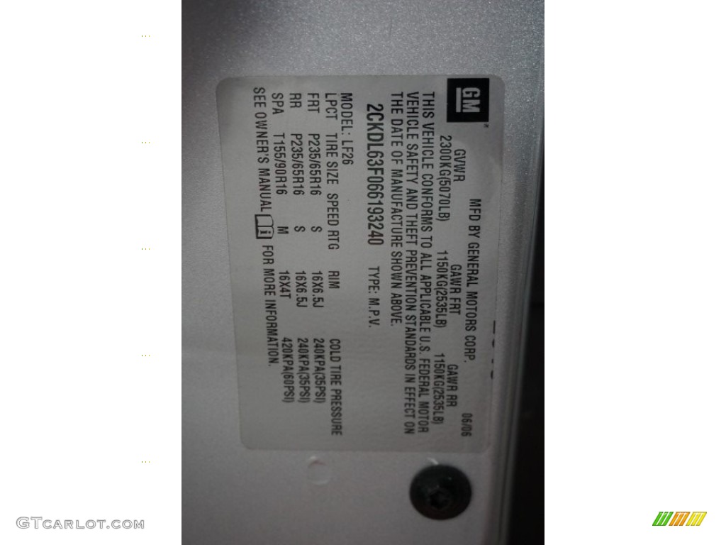 2006 Torrent  - Silver Alloy Metallic / Ebony Black photo #13