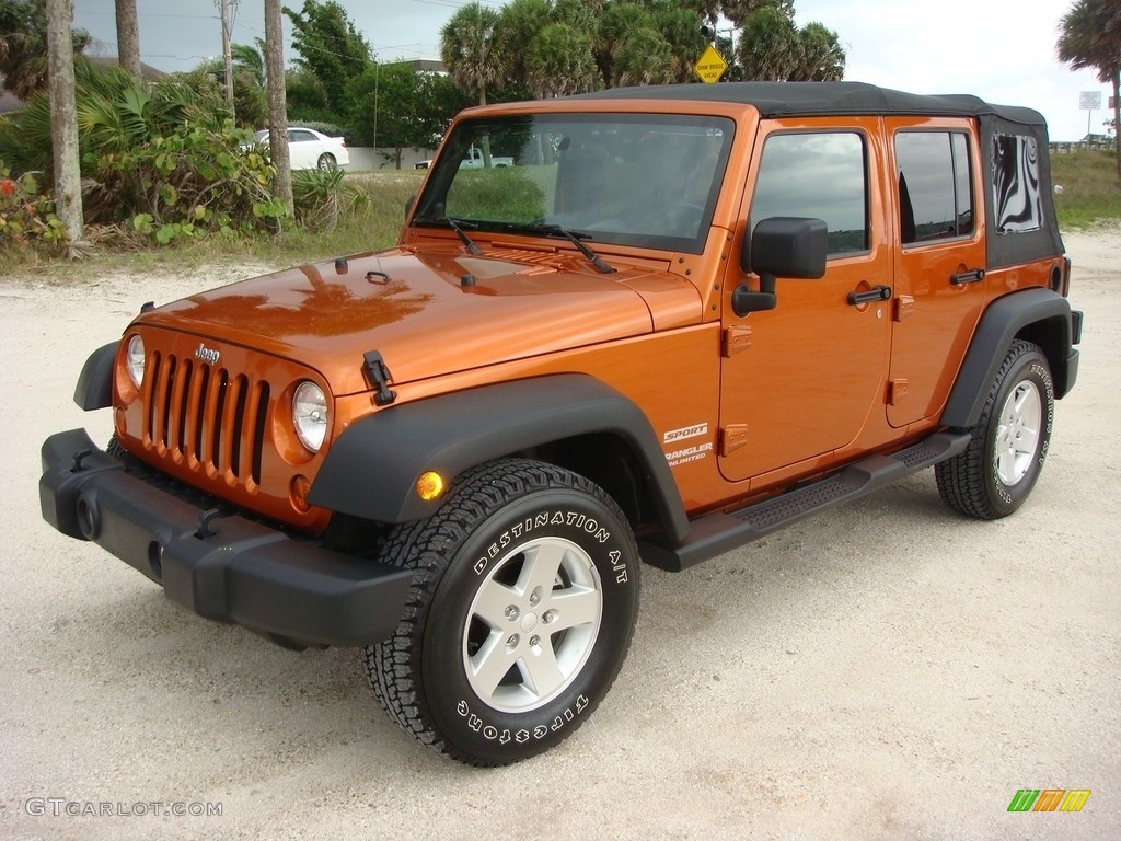2010 Wrangler Unlimited Sport - Mango Tango Pearl / Dark Slate Gray/Medium Slate Gray photo #3