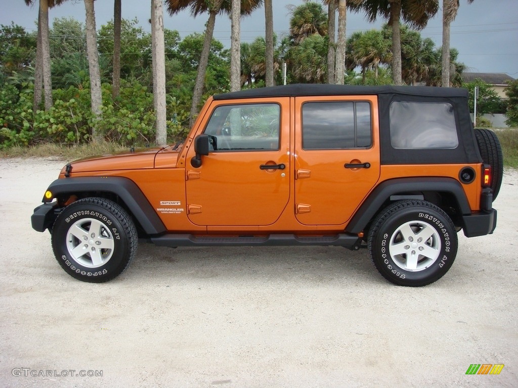 2010 Wrangler Unlimited Sport - Mango Tango Pearl / Dark Slate Gray/Medium Slate Gray photo #4