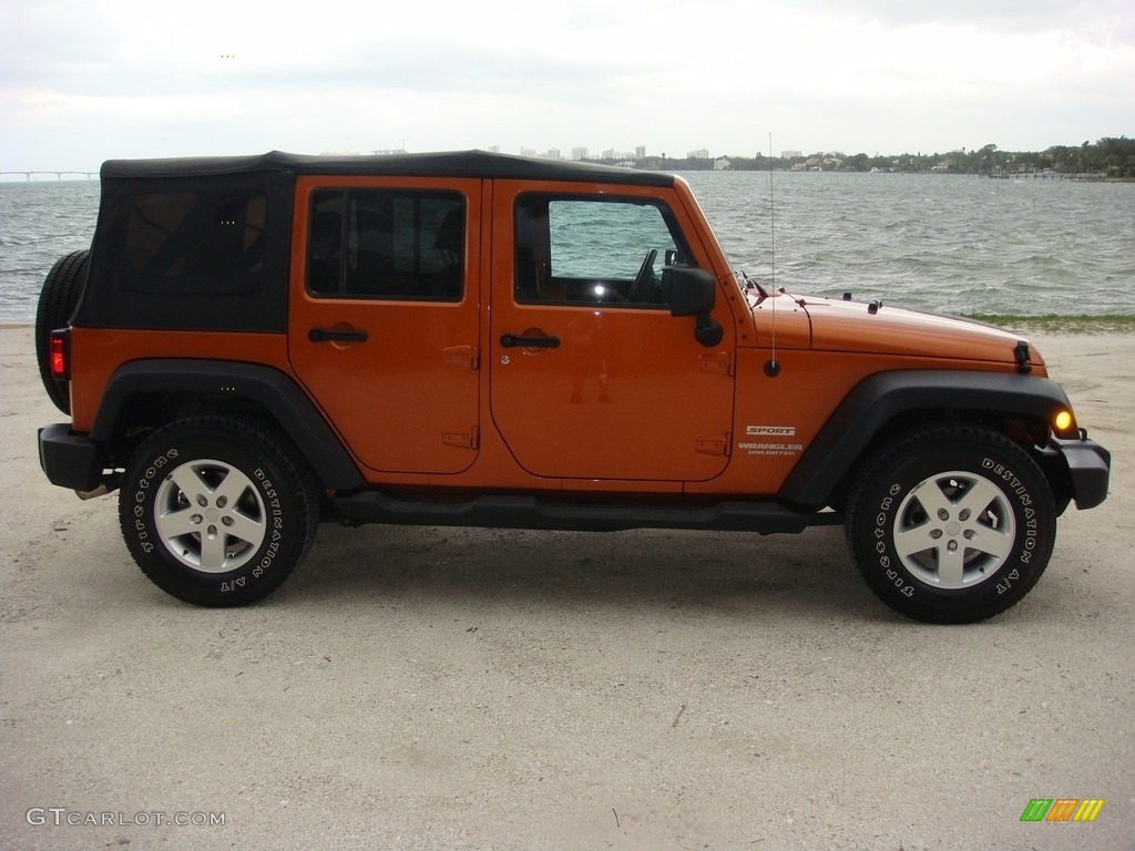 2010 Wrangler Unlimited Sport - Mango Tango Pearl / Dark Slate Gray/Medium Slate Gray photo #8