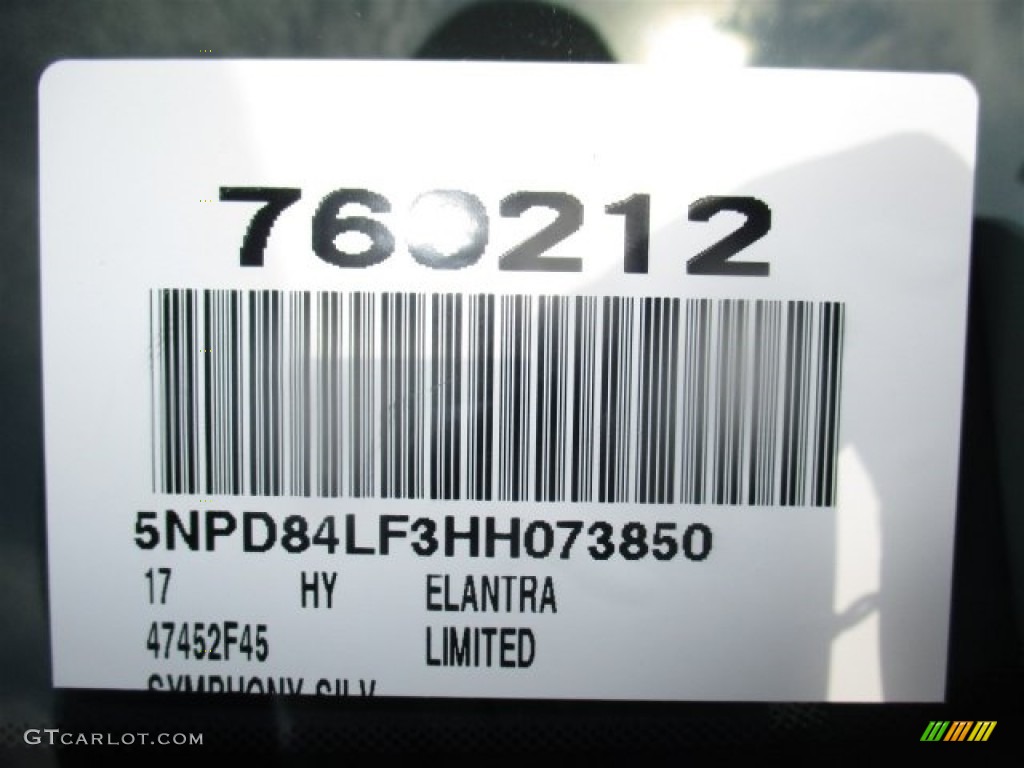 2017 Elantra Limited - Silver / Gray photo #23