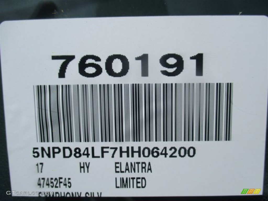 2017 Elantra Limited - Silver / Gray photo #23