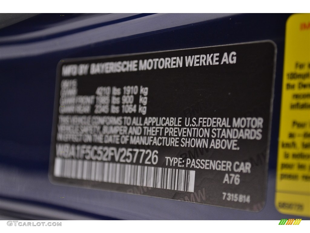 2015 2 Series Color Code A76 for Deep Sea Blue Metallic Photo #113169780
