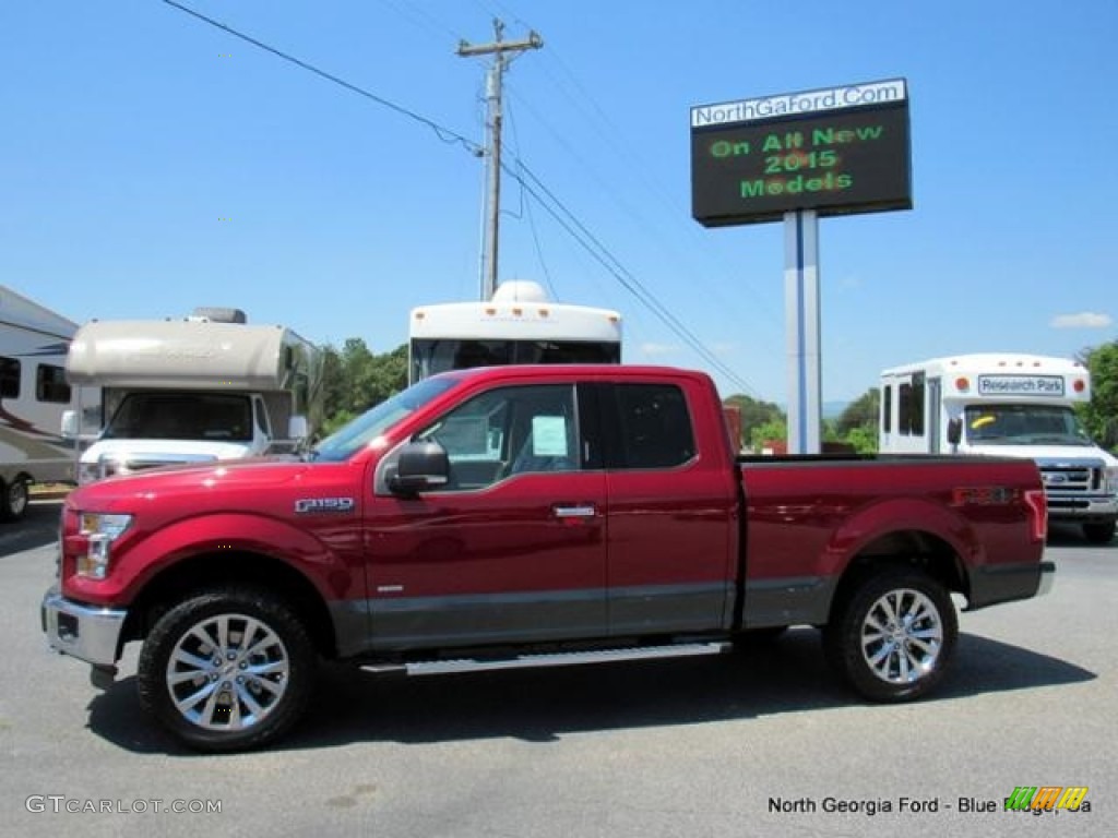 2016 F150 XLT SuperCab 4x4 - Ruby Red / Medium Earth Gray photo #2