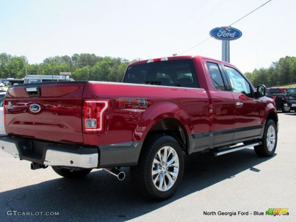 2016 F150 XLT SuperCab 4x4 - Ruby Red / Medium Earth Gray photo #5