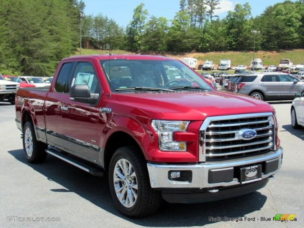 2016 F150 XLT SuperCab 4x4 - Ruby Red / Medium Earth Gray photo #7