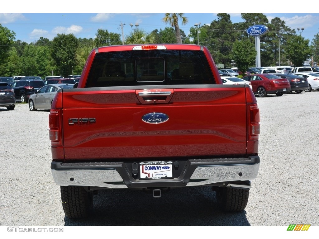 2016 F150 Lariat SuperCrew 4x4 - Ruby Red / Medium Light Camel photo #4