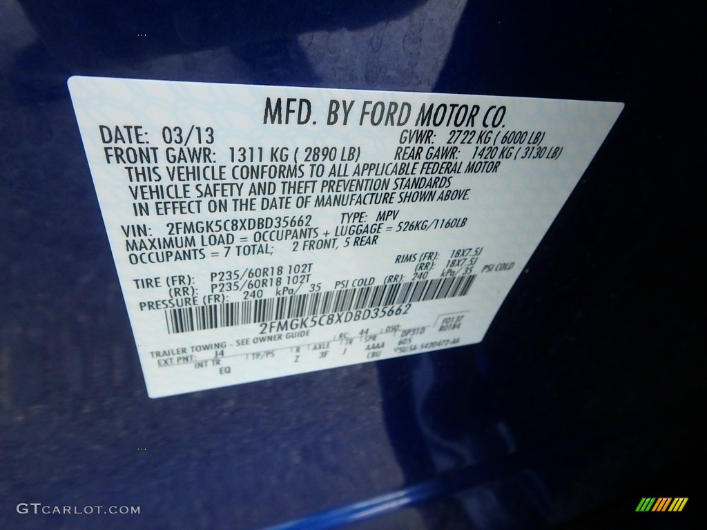 2013 Flex SEL - Deep Impact Blue Metallic / Dune photo #23