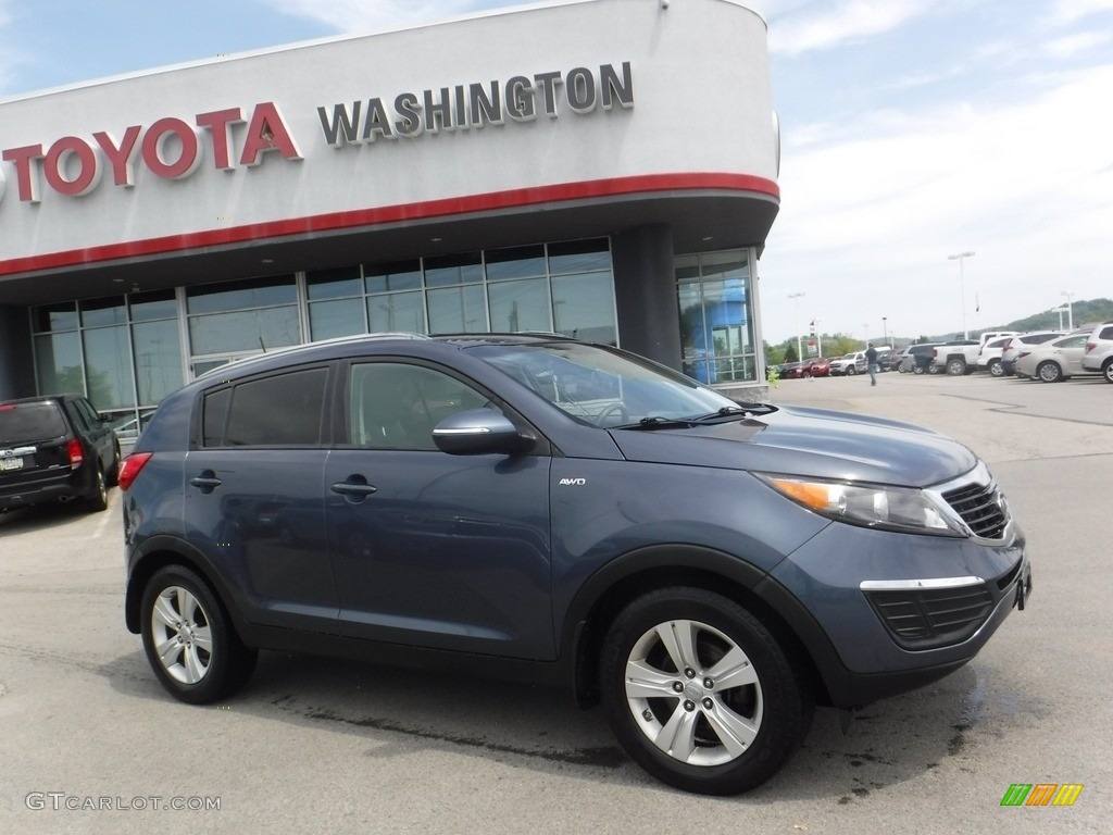 2011 Sportage LX AWD - Twilight Blue / Black photo #2