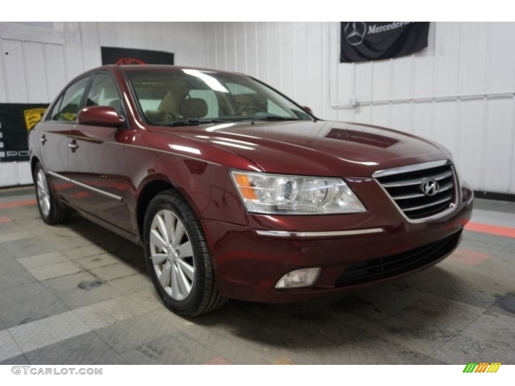 2010 Sonata Limited - Dark Cherry Red / Gray photo #5