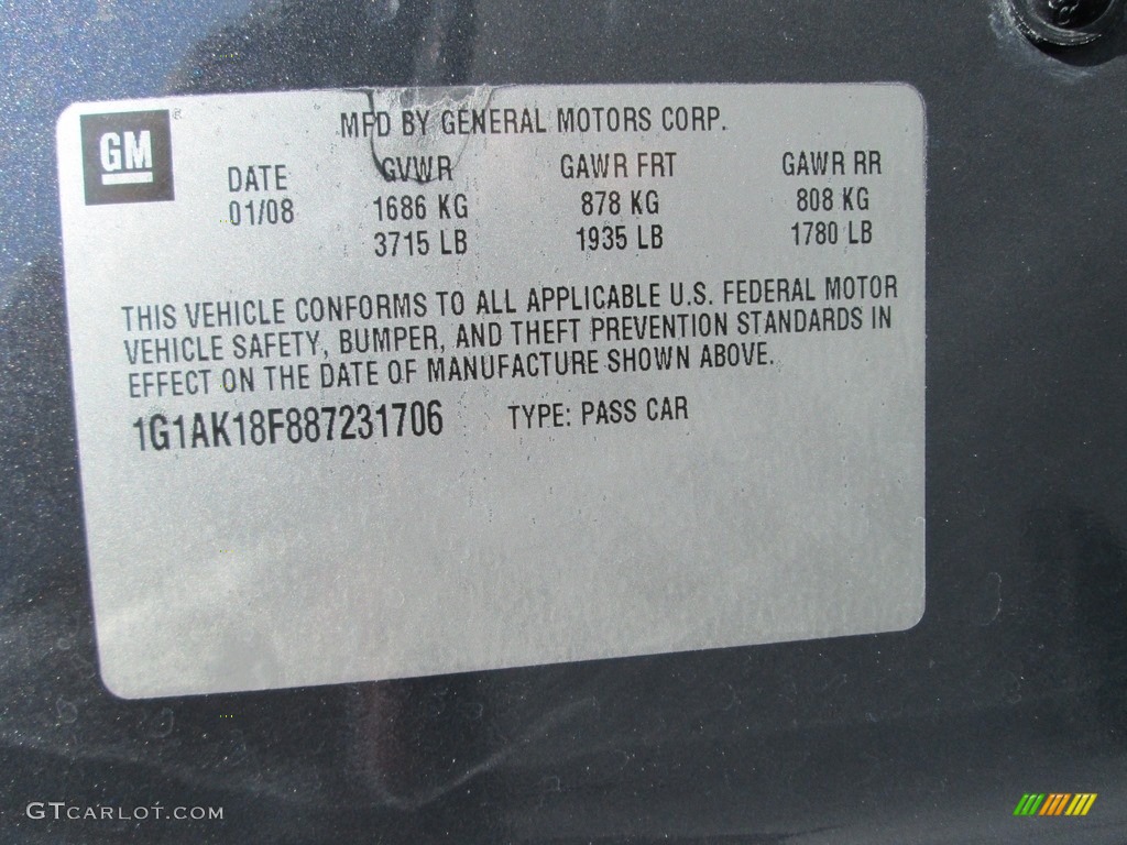 2008 Cobalt LS Coupe - Slate Metallic / Gray photo #23