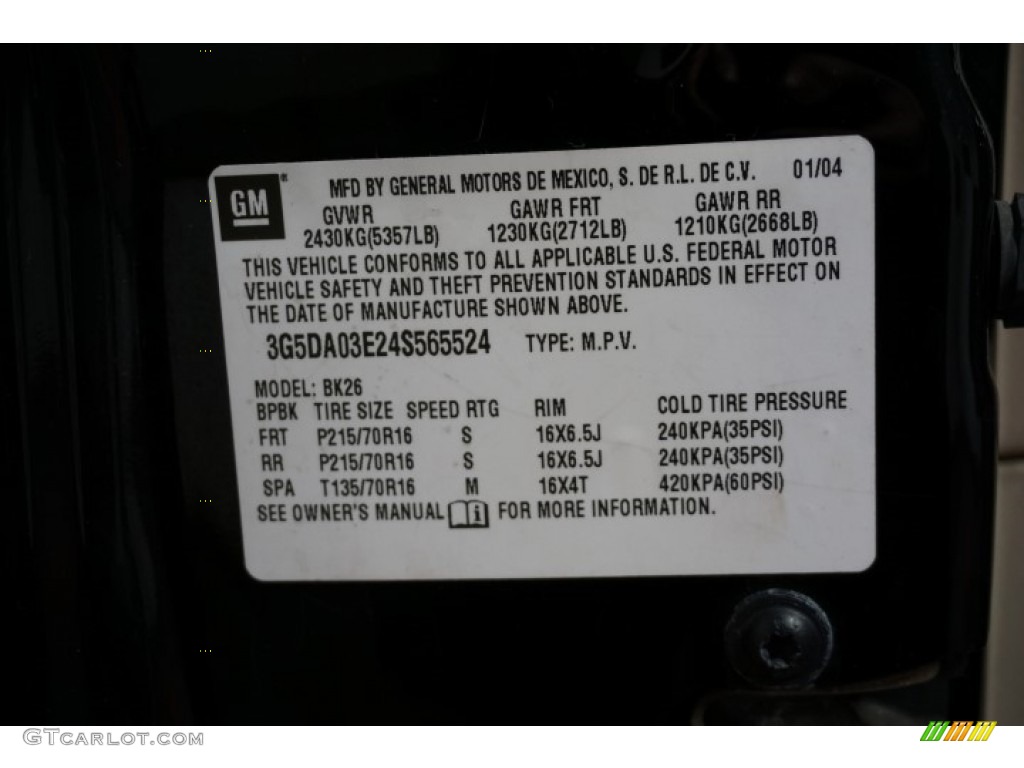 2004 Rendezvous CXL - Black / Light Gray photo #14