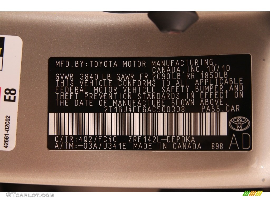 2010 Corolla LE - Desert Sand Metallic / Bisque photo #16