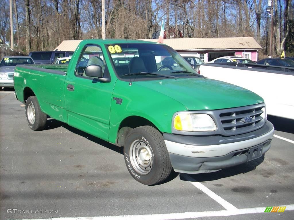 2000 F150 XL Regular Cab - Fleet Green / Medium Graphite photo #3