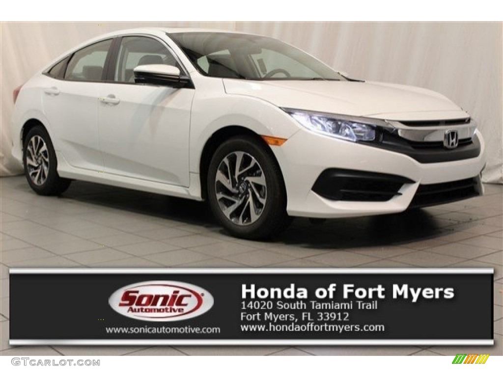 2016 Civic EX Sedan - White Orchid Pearl / Black photo #1