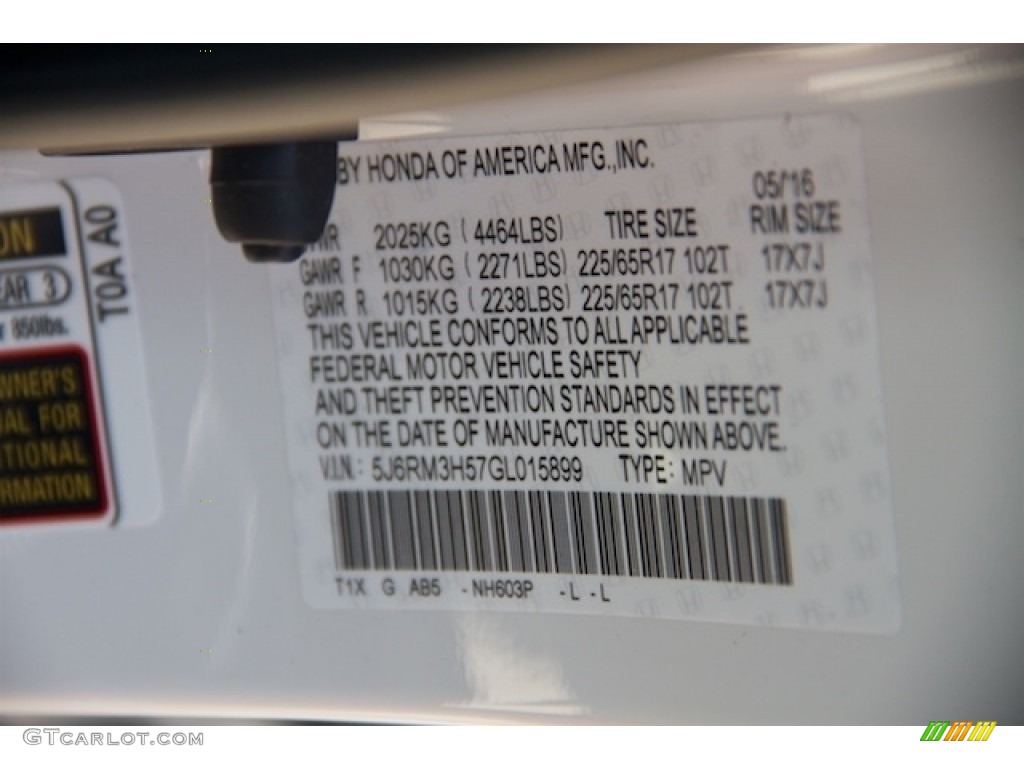 2016 CR-V EX - White Diamond Pearl / Beige photo #21