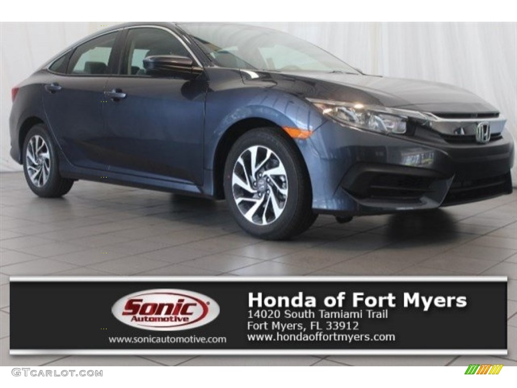 2016 Civic EX Sedan - Cosmic Blue Metallic / Gray photo #1