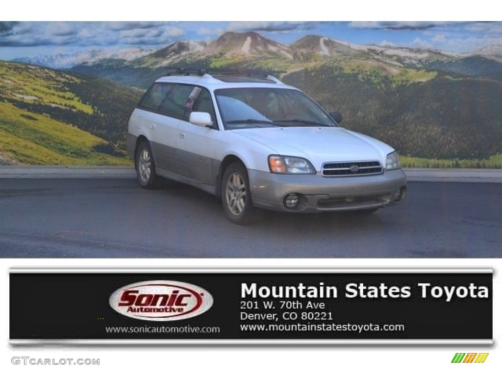 2002 Outback Limited Wagon - White Frost Pearl / Beige photo #1