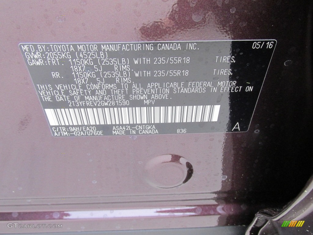 2016 RAV4 Limited - Black Currant Metallic / Black photo #35