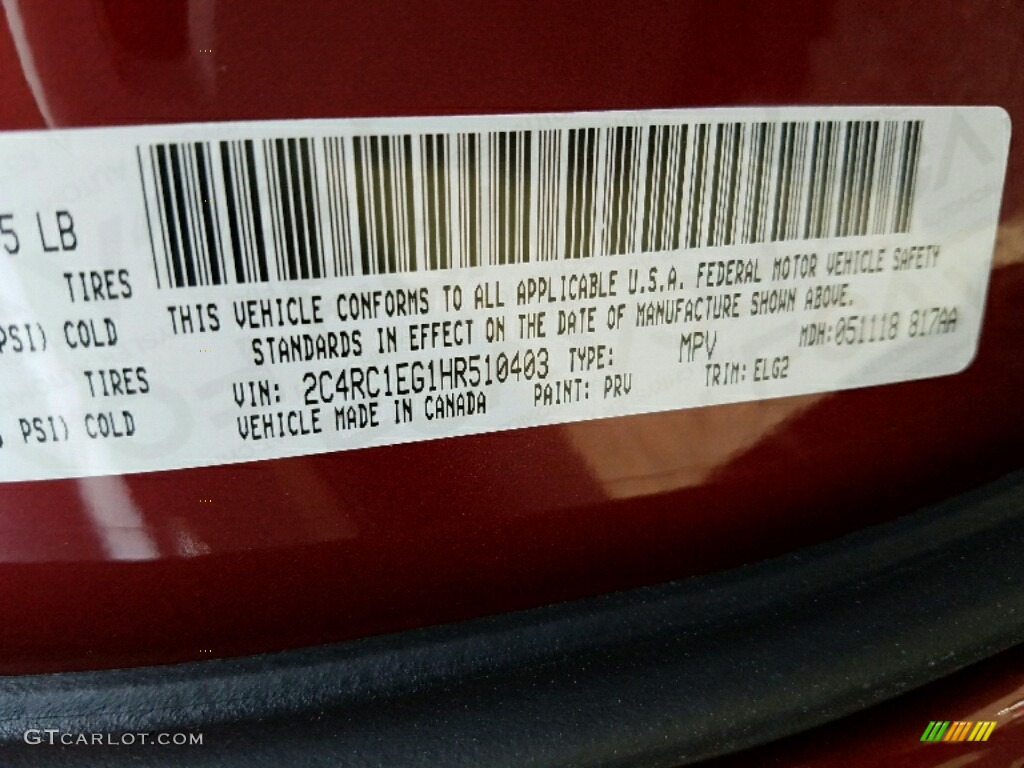 2017 Pacifica Color Code PRV for Velvet Red Pearl Photo #113410689